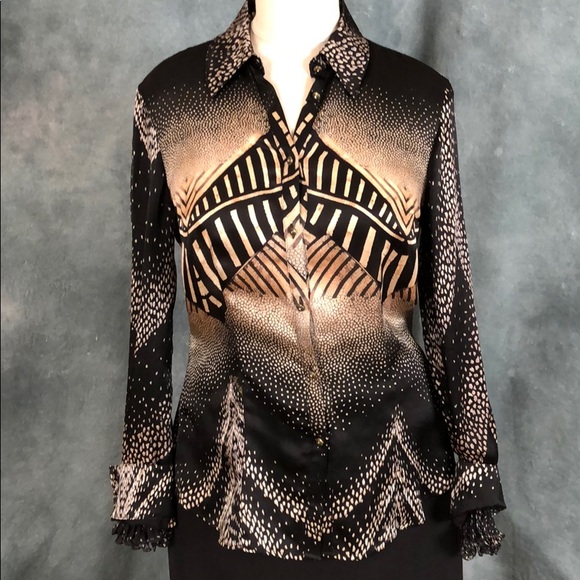 Tops - Roberto Cavalli print silk Blouse size 8